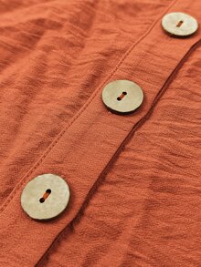 EMERY ROSE Women's Woven Casual Long-Sleeved Fall Blouse - Orange - View 6