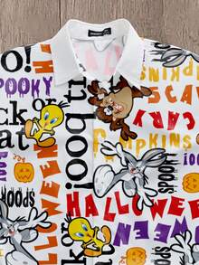 LOONEY TUNES X SHEIN Daypath قميص رجالي برسومات حروف وكرتون - متعدد الألوان - مشاهدة 2
