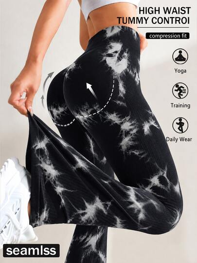 Slayform Women's High Waist Casual Sports Tie-Dye Flare Pants