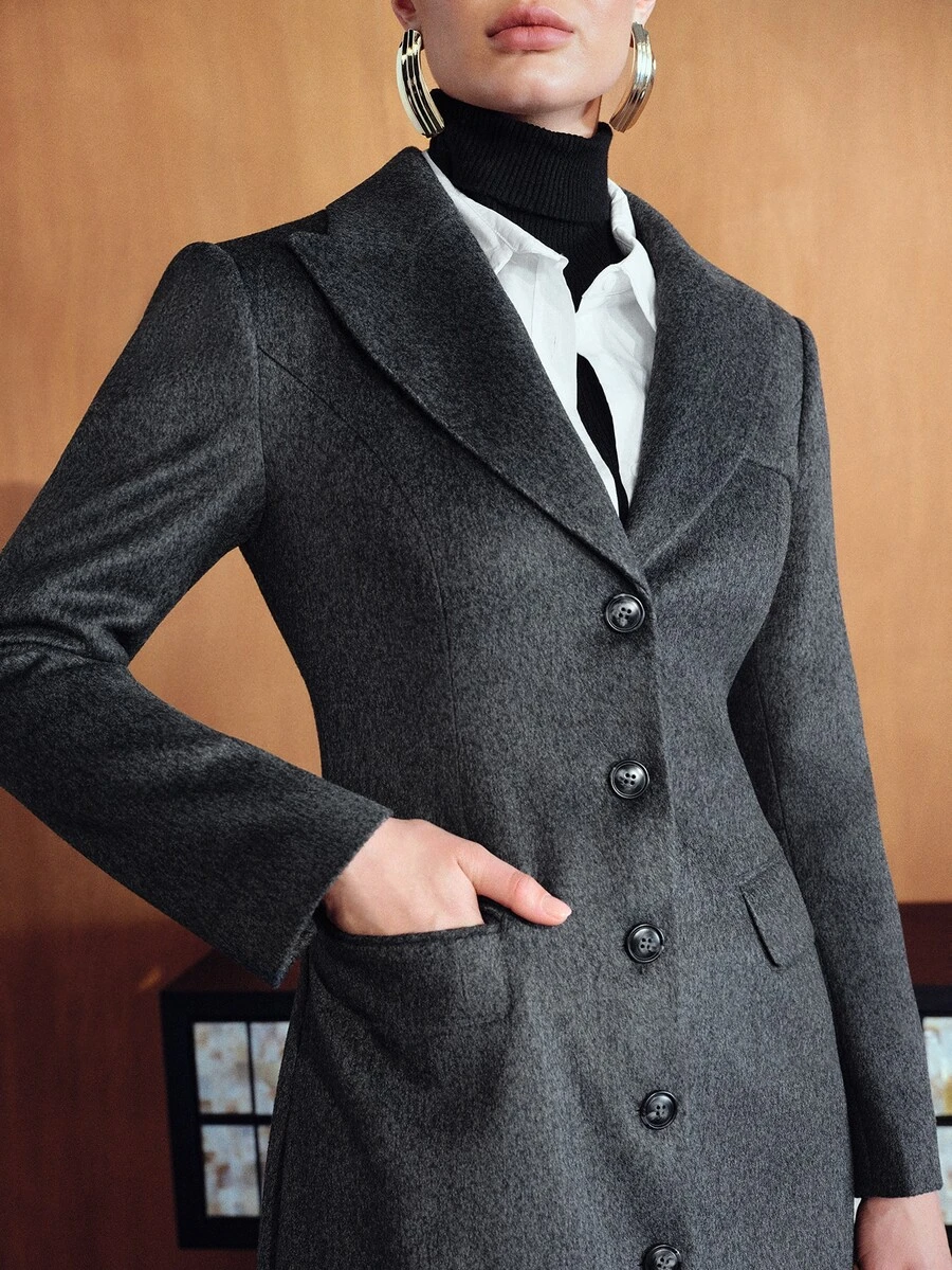 MOTF PREMIUM AUTUMN/WINTER WOMEN'S ELEGANT OVERCOAT - Grey - View 2