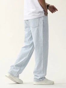 QuarKem Men's Street Style Casual Blue Denim Jeans - Light Wash - View 3