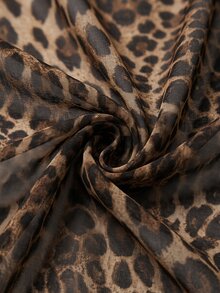 Solivie Women's Autumn Off-Shoulder Leopard Print Short Dress Coffee Color - Coffee - View 8