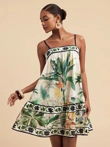 Travachic Women's Tropical Print Spaghetti Strap Dress - Multicolor - View 1
