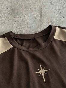 AXEPEAK Men's Plus Size Colorblock Star Print Short Sleeve Casual T-Shirt - Multicolor - View 6