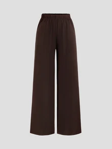 Sweetra Women's Premium Elegant Fashion Charming Urban Modern & Versatile Commute & Brown Asymmetrical Shoulder Long Pants Two Pieces Set - Coffee Brown - View 5