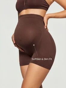 SHAPORA Women's Popular Fashion Comfortable Minimalist Solid Color High Cost-Performance High Quality Seamless Maternity Panties 1pc - Coffee Brown - View 1