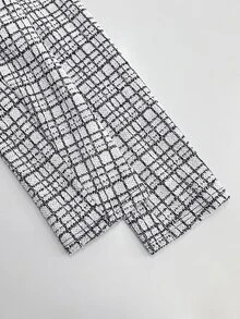 SHEIN Holidaya Áo khoác blazer cardigan phối màu thời trang thanh lịch đa năng cho nữ, mùa thu/đông, phong cách công sở - màu đen - Xem 6