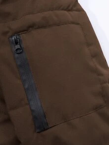 EGENSIO Halloween, Christmas, New Year, Gift, Men's Padded Coat, Long, Thermal Lined - Brown - View 8