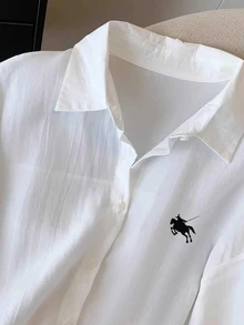 Resyla Áo sơ mi thường ngày size lớn cho nữ họa tiết cưỡi ngựa - Nhiều màu - Xem 3