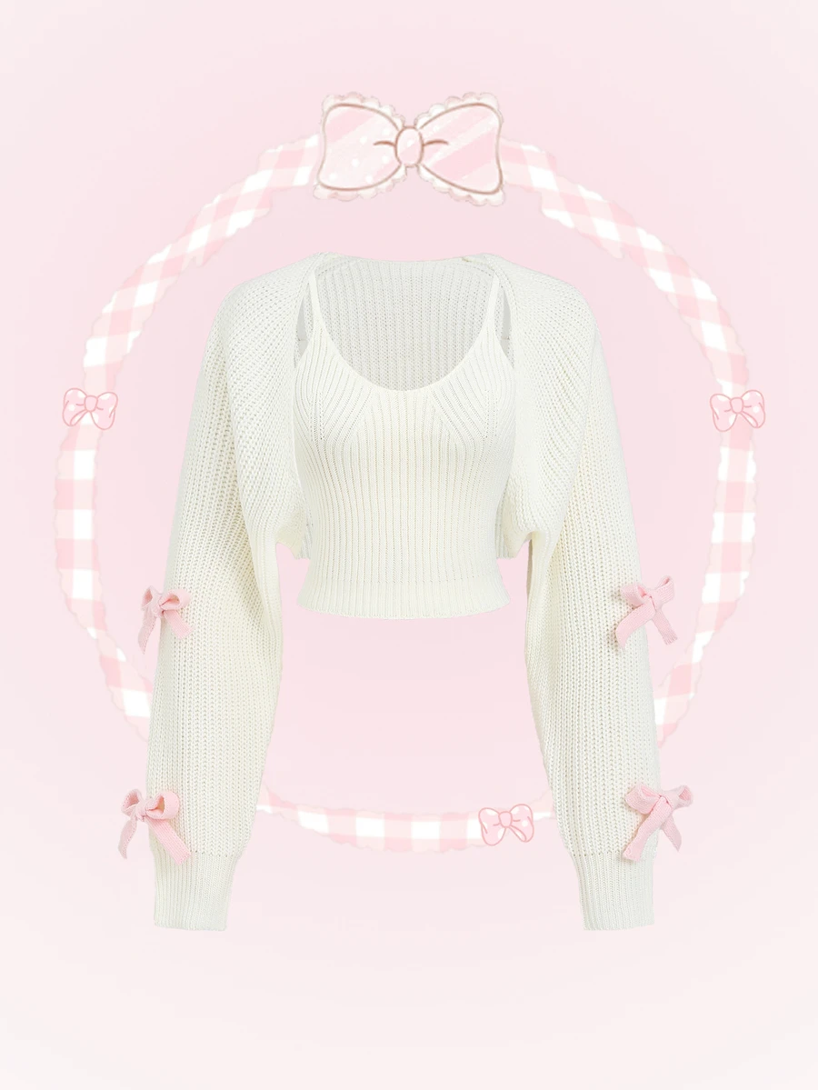 FavEase 2PCS Women Sweater Co-Ords - White - View 1