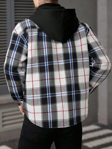 Manfinity CasualCool 男士格紋長袖前開鈕扣連帽襯衫外套 - 彩色 - 查看 2