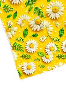 PopScrub Yellow Plus Size V-Neck Short Sleeve Double Pocket Cute Daisy Floral Print Design Nurse, Lab, Doctor Work Uniform, Multi-Pocket Functional Holiday Outfit, Plus Size Daisy Women's Top, Cute - Yellow - View 5