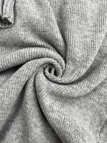Sprig & Strand Women's Solid Color Half-High Neck Metal Buckle Tie Knit Slim Fit Waist-Cinching Bodycon Dress, Autumn/Winter Commuter Style - Grey - View 6