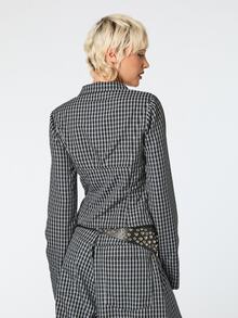COUREZ FITTED LONG SLEEVE ASYMMETRIC BUTTON UP SHIRT - Black and White - View 3