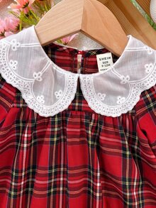 LMoss Kids 女嬰編織對比色彼得潘領格紋休閒洋裝 - 彩色 - 查看 4
