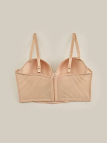 Bralution Women's Plus Size Solid Color Minimalist Comfortable Wireless Bra - Apricot - View 7