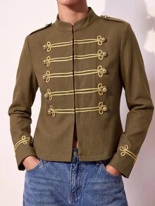 Zivah Women's Button-Up Long Sleeve Casual Jacket - Olive Green - View 5