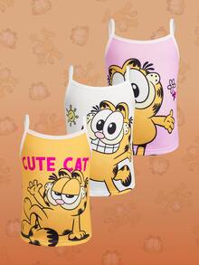 GARFIELD | SHEIN Young Girl Letter Cartoon Print Camisole Undershirt Tank Top - Pink - View 1