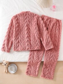 Tween Girl Pajamas Suitable For Autumn And Winter Wear - Pink - View 2