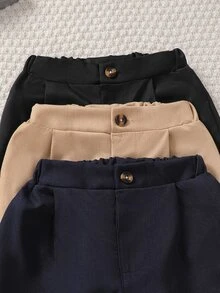 SHEIN 3件裝小男孩休閒簡約西裝長褲，適合日常穿著與戶外場景 - 彩色 - 查看 5