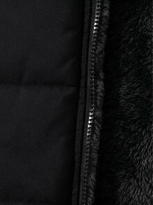 SHEIN 1pc Teen Girl Mid-Length Padded Coat Casual Junior Baggy Cute Versatile Autumn Winter Work Black - Black - View 6