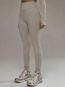 Musera Sport High Rise Seamless Leggings Bottom Only Padel Winter Activewear Sport Gym Workout - Beige - View 3