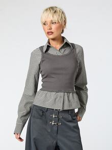 COUREZ FITTED LONG SLEEVE SHIRT WITH RIB VEST - Grey - View 5