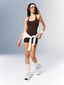 VARSIVA Women's Striped Colorblock Fitted Athletic Romper - Multicolor - View 8