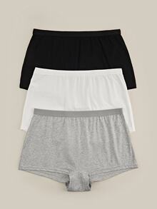 Bralution Plus Size Women Solid Color Elastic Waist Casual Panties - Multicolor - View 1