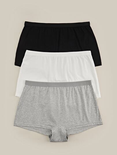 Bralution Plus Size Women Solid Color Elastic Waist Casual Panties