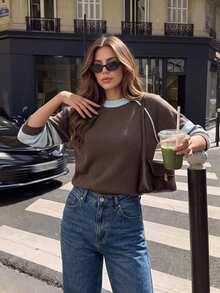 Serisse Women's Round Neck Long Sleeve Knit Top - Brown - View 6
