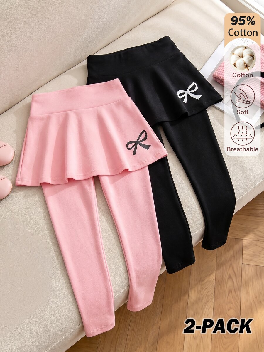 SHEIN 2PCS Young Girls Leggings