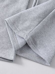 SHEIN 青少年女孩休閒都市戶外春秋冬季針織直筒運動長褲 - 灰色 - 查看 7