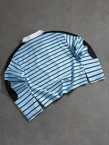 ROMWE MEN Men's Autumn/Winter Striped Print Polo Shirt - Multicolor - View 2