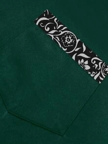 Manfinity Bizformal 男士襯衫精選－工藝系列：時尚拼接商務休閒長袖襯衫 - 墨綠色 - 查看 5