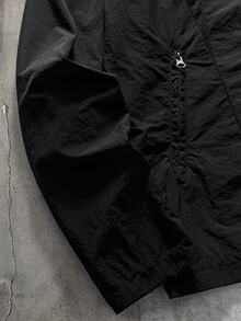 AXEPEAK Men's Solid Color Long Sleeve Zip-Up Casual Jacket - Black - View 4