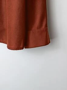 EMERY ROSE Spring Summer Autumn 1920 Vintage Boho Women Floral Pattern Shirt Collar Long Sleeve Cardigan Skirt Mahogany Plus Size Two Pieces Set Vacation - Redwood - View 3