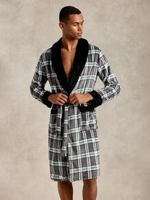EverLounge Men's British Style Plush Plaid Robe - Multicolor - View 6