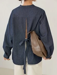 Dazy-Less Áo khoác denim nữ - Rửa trung bình - Xem 3
