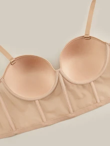 Bralution Women's Plus Size Solid Color Minimalist Comfortable Wireless Bra - Apricot - View 2