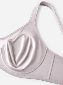 LUVLETTE Plus Woman Lingerie Full Coverage Support & Breathable Underwire Sexy Unlined  Grey Mesh No-Show Seamless Invisible Minimizer Bra - Grey - View 6