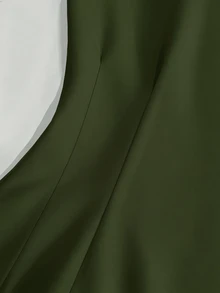 SHEIN Franclia 女款夏季 Polo 領短袖收腰 A 字洋裝，極簡顯瘦設計，適合日常通勤、外出與野餐 - 橄欖綠 - 查看 7