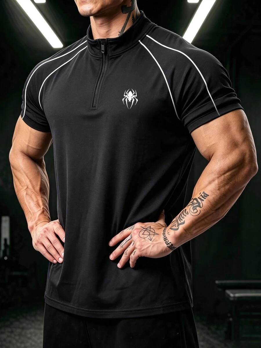 GymBeat Men's Spider Pattern Casual Daily Wear Sports T-Shirt - Multicolor - View 1