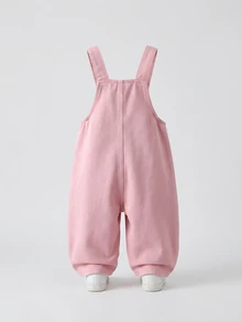 Genkimix Kids 女嬰幼兒復古可愛風牛仔吊帶褲 四季新款 粉色丹寧 3D刺繡粉紅愛心設計 寬鬆直筒版型 柔軟舒適面料 上學通勤時尚百搭戶外穿著 - 粉色 - 查看 2