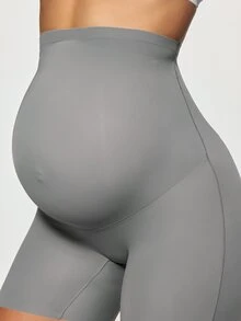 SHAPORA 1pc Maternity Solid Color Seamless High Waist Fitted Comfortable Panties - Dark Grey - View 7