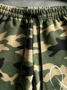 Manfinity EMRG Men's 2-Piece Camo Print Hoodie & Sweatpants Set, Letter Graphic Pullover And Drawstring Pants For Casual Streetwear, Daily Wear & Outings - Multicolor - View 4
