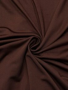 Elaquor بودي سوت أنيق للنساء بمقاسات كبيرة بلون موحد وياقة كول مع تصميم ربطة - قهوة بني - مشاهدة 7