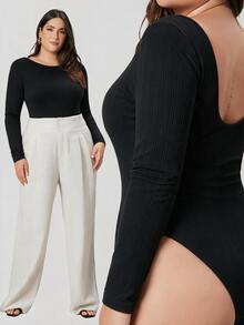 SHEIN BASICS Plus Size Bodysuits - Black - View 1