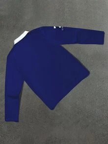 STYNVO 男士字母印花長袖 Polo 衫，休閒時尚創意個性街頭風 - 寶藍色 - 查看 2