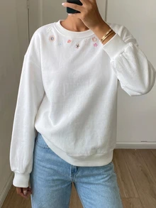 DAZY Women's Round Neck Short Sleeve Printed Casual Pullover T-Shirt - White - View 8